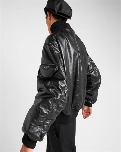 prada raf bomber jacket|Prada nappa bomber jacket.